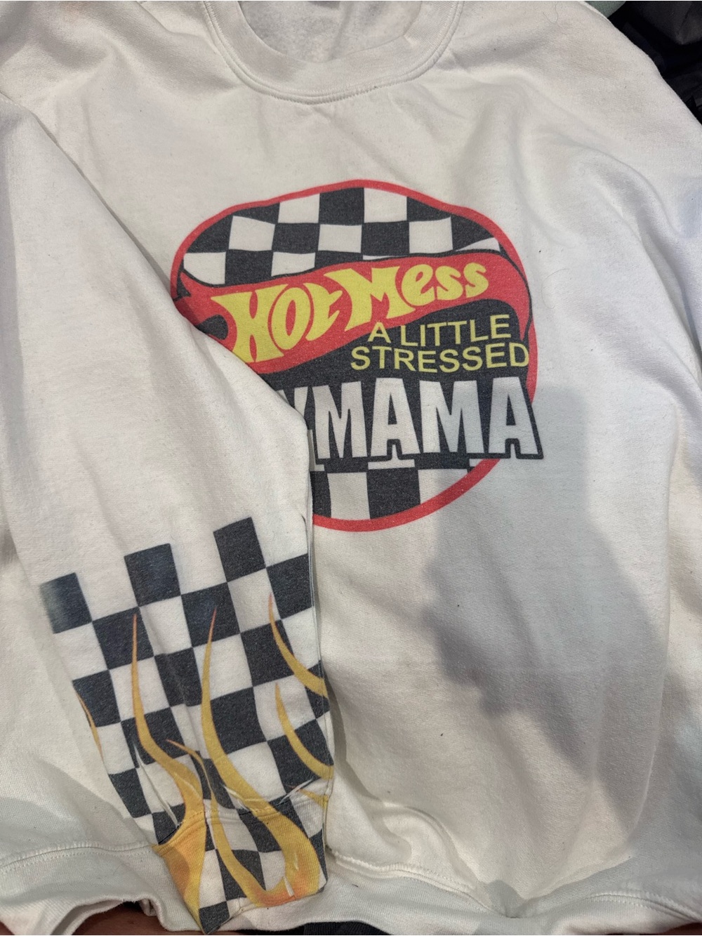 White "Hot Mess Mama" Graphic Sweatshirt - women’s